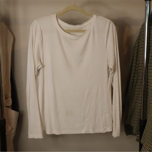 White Ribbed Long Sleeve